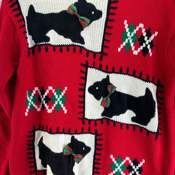 Karen Scott Vintage  Sweater Size M Pullover Crewneck Red Scottie Dog - Picture 3 of 10